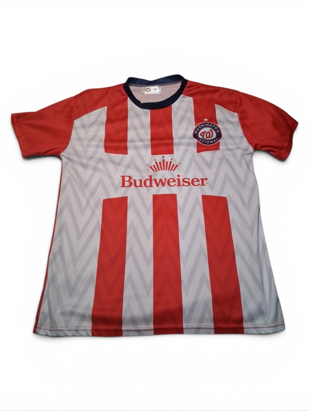 Washington Nationals MLB Budweiser Soccer Style Jersey Red White Grey Medium M